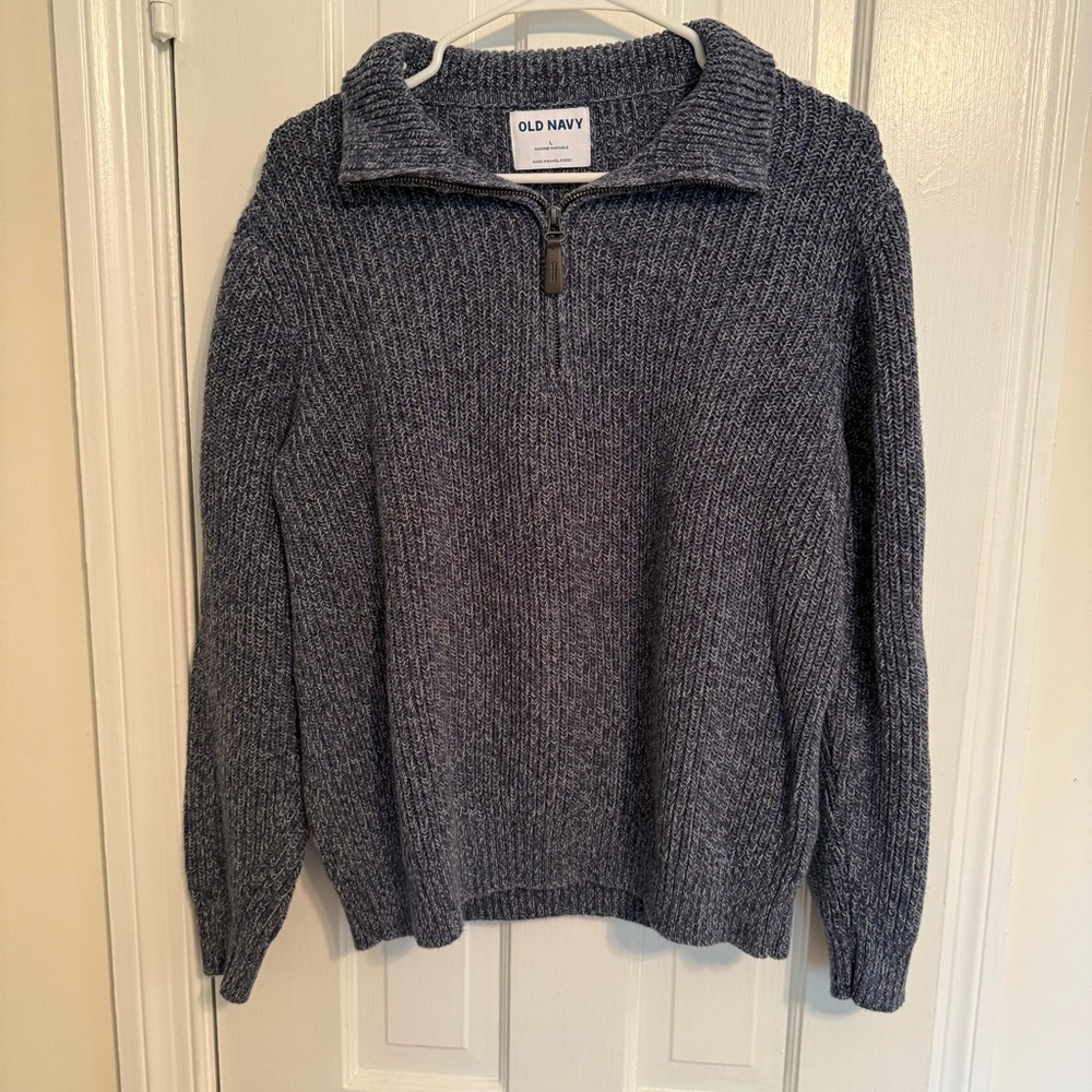 Old Navy Men's Gray Blue Zipper neck Sweater